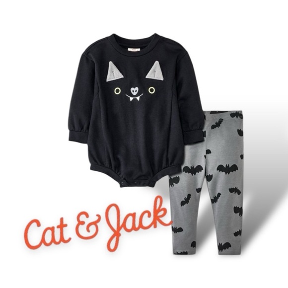 Romper & Leggings Set Bat Face - Cat & Jack NEWBORN - Picture 1 of 5